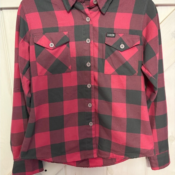 DIXXON Women's Red and Black Checkered Button Down Shirt - Picture 4 of 4